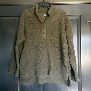 Aerie Olive Green Sherpa Sweatshirt